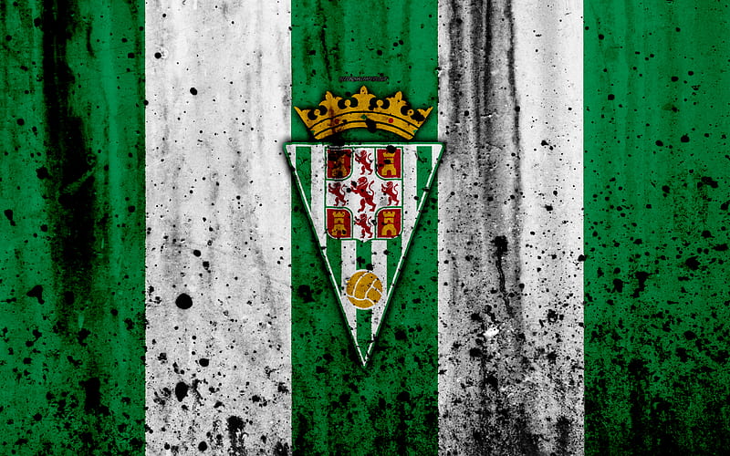 FC Cordoba, grunge, Segunda Division, art, soccer, football club, Spain, Cordoba CF, logo, LaLiga2, stone texture, Cordoba FC, HD wallpaper
