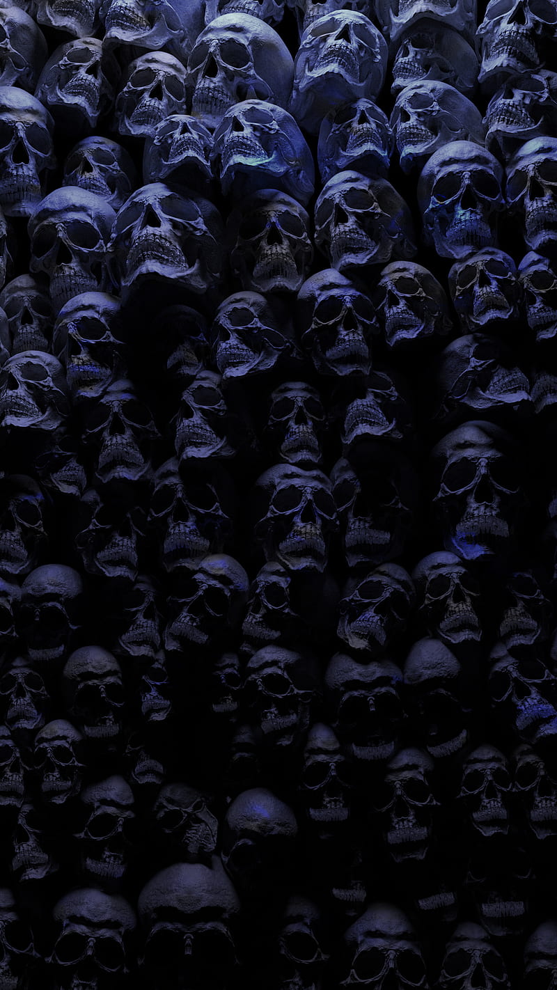 Wall of Skulls, dark, halloween, oled, scary, skull, spooky, HD phone wallpaper