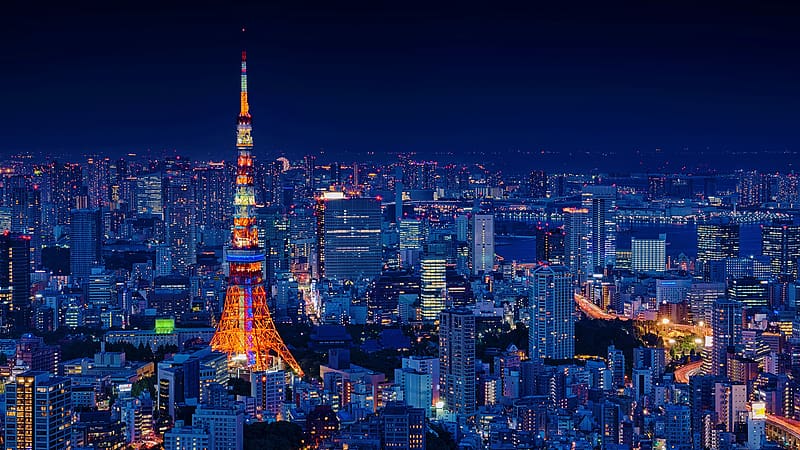 Cities, Night, City, Light, Japan, Cityscape, Tokyo, , Tokyo Tower, HD wallpaper