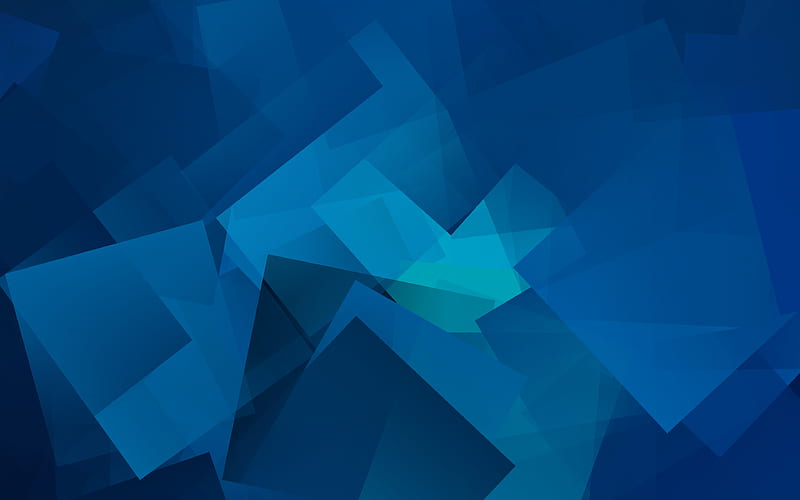 cubes geometry, geometric shapes, blue background, HD wallpaper