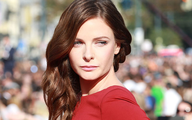 Rebecca Ferguson, Swedish actress, portrait, red dress, make-up, HD wallpaper