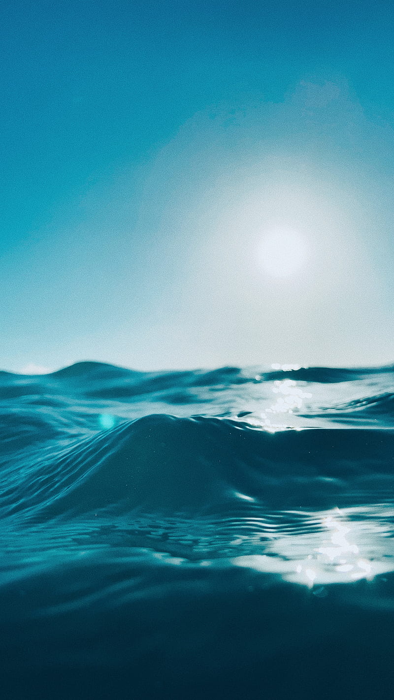 waves, water, sun, glare, gleam, HD phone wallpaper
