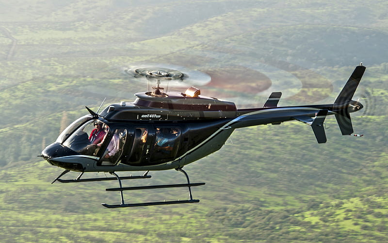 Bell 407GXP passenger helicopter, flight, Bell Helicopter, HD wallpaper