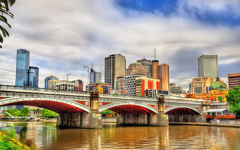 Princes Bridge, Melbourne, Australia, R, Yarra River, HD wallpaper