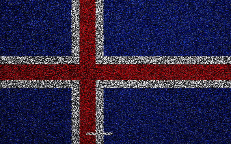Flag of Iceland, asphalt texture, flag on asphalt, Iceland flag, Europe, Iceland, flags of european countries, HD wallpaper