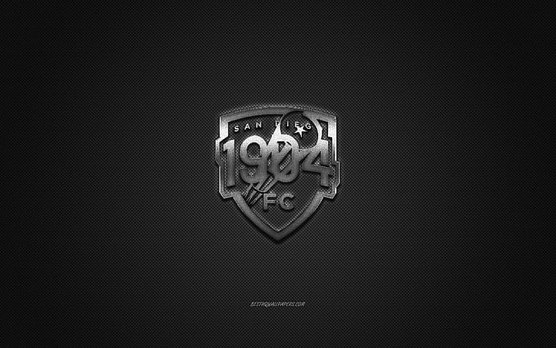 San Diego 1904 FC, American Soccer club, NISA, gray logo, gray carbon fiber background, Soccer, San Diego, California, USA, San Diego 1904 FC logo, National Independent Soccer Association, HD wallpaper