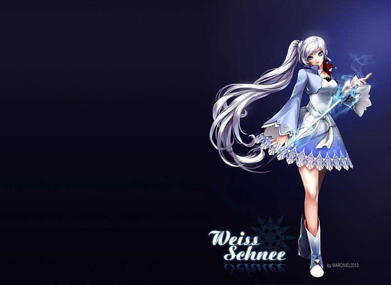 Weiss Schnee, pretty, dress, white hair, bonito, elegant, sweet, nice, blade, anime, hot, beauty, anime girl, weapon, realistic, long hair, sword, gorgeous, female, lovely, gown, rwby, sexy, weiss, plain, cute, warrior, girl, simple, silver hair, weiss shness, HD wallpaper
