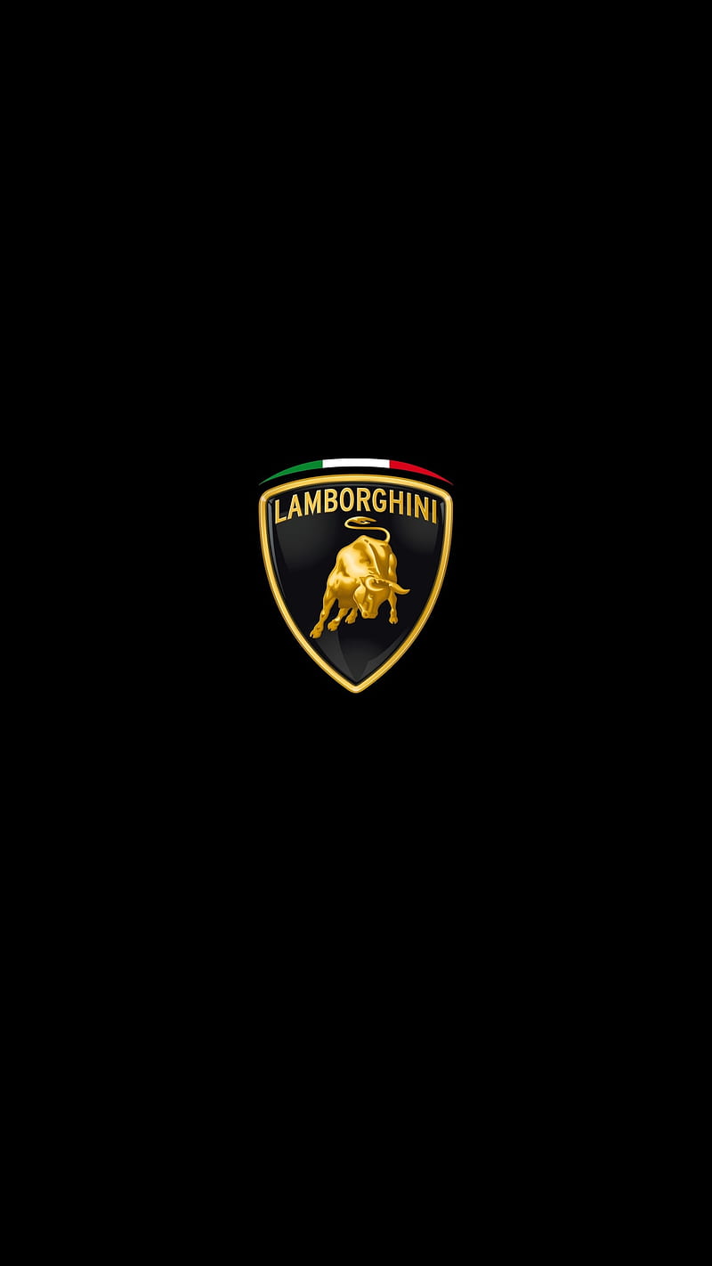 Lamborghini Logo amoled, car, carros, dark, italy, super, supercar, vehicle, HD phone wallpaper
