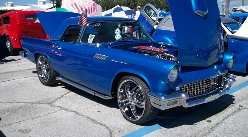 Thunderbird, Classic, Ford, Custom, Blue, HD wallpaper