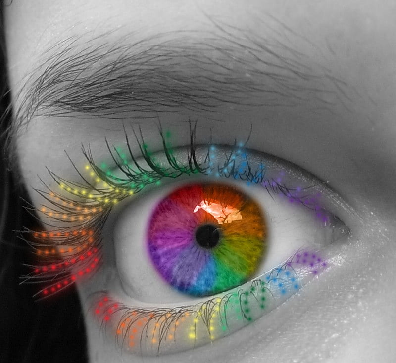 RAINBOW EYE, eyeball, eyelashes, colorful, eye, rainbow, HD wallpaper