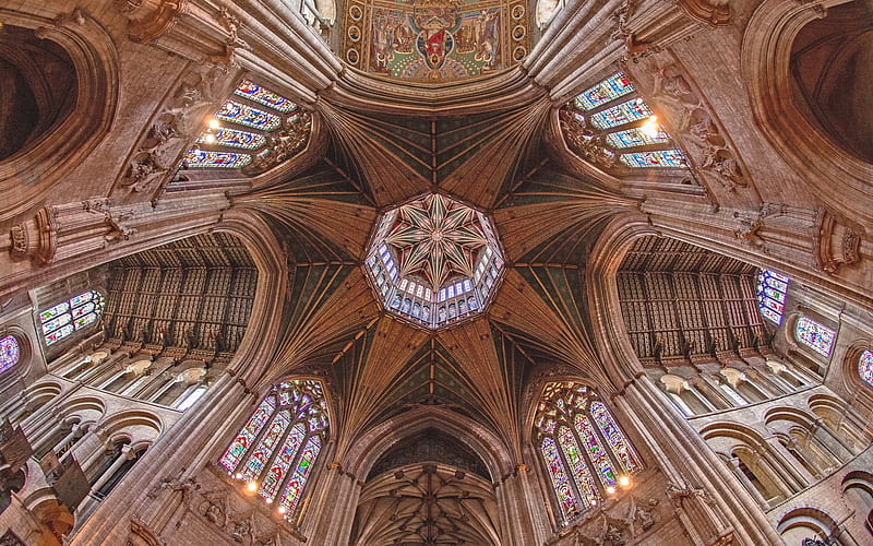 Ely Cathedral, England, England, dome, Ely, cathedral, ceiling, HD wallpaper