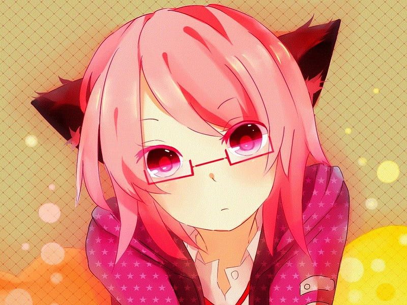 hot anime cat girl glasses