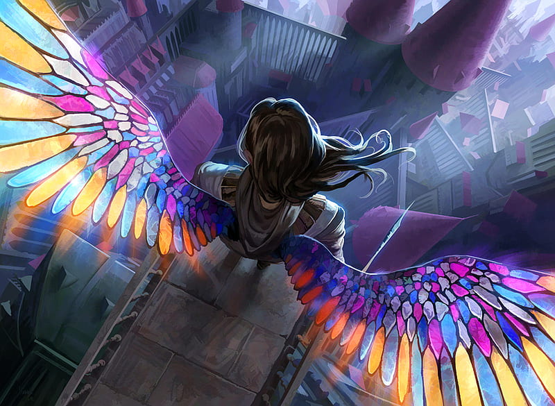 Angel Colorful Wings , angel, wings, colorful, artist, artwork, digital-art, HD wallpaper