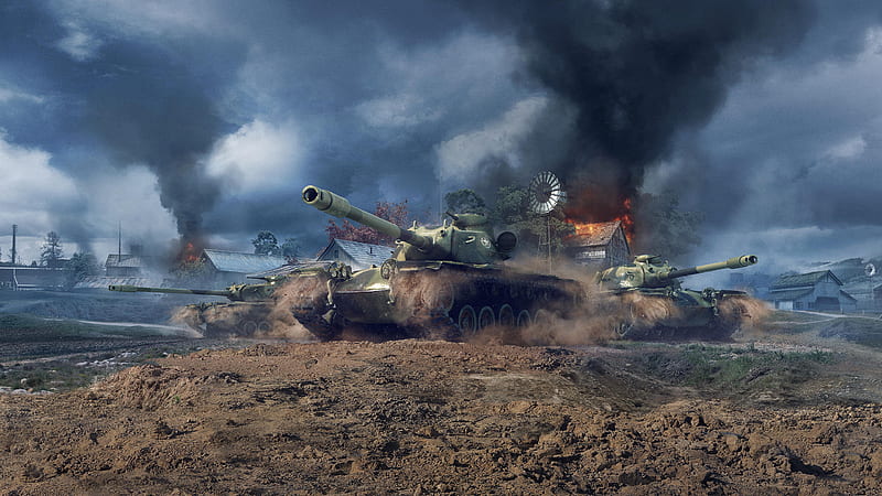 World Of Tanks With Background Of Fire Smoke And Clouds World Of Tanks Games, HD wallpaper