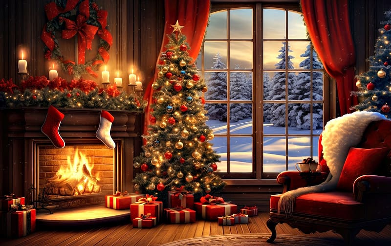 *Christmas decor*, Fireplace, Decor, Christmas, Christmas tree, HD ...