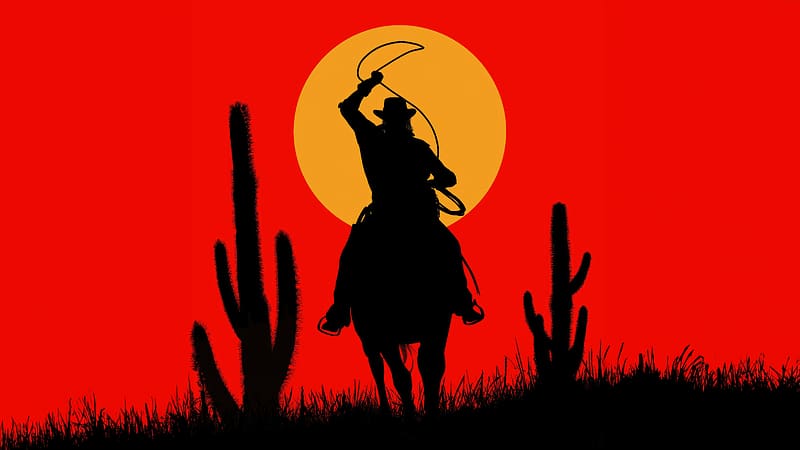 Wallpaper red dead redemption 2, 2023, cowboys, silhouette desktop