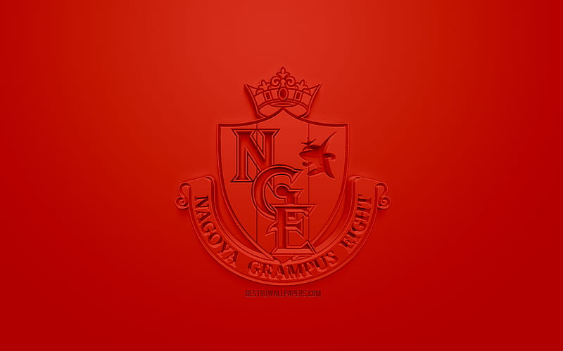 Nagoya Grampus, creative 3D logo, red background, 3d emblem, Japanese football club, J1 League, Nagoya, japan, 3d art, football, stylish 3d logo, HD wallpaper