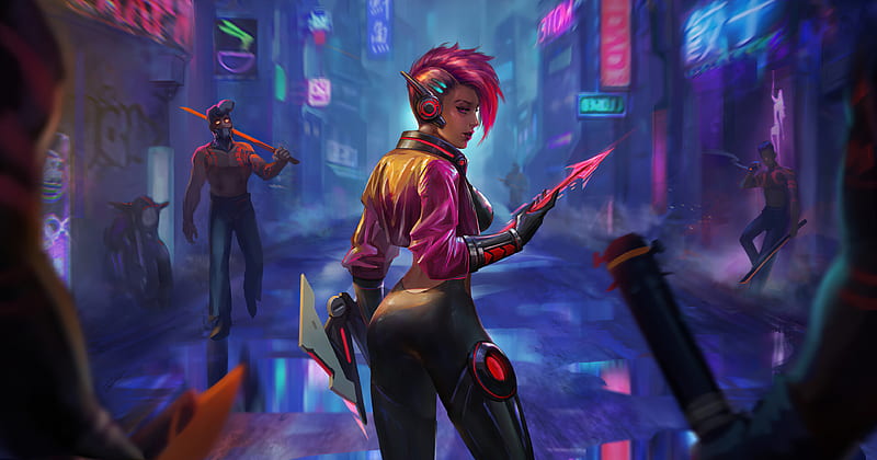 Sci Fi, Cyberpunk, Girl, Pink Hair, Short Hair, HD wallpaper
