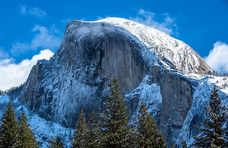 Yosemite in Winter, Yosemite, USA, Seasons National park, Crag, Winter, Mountains, Parks, Parks in mountains, Nature USA, HD wallpaper