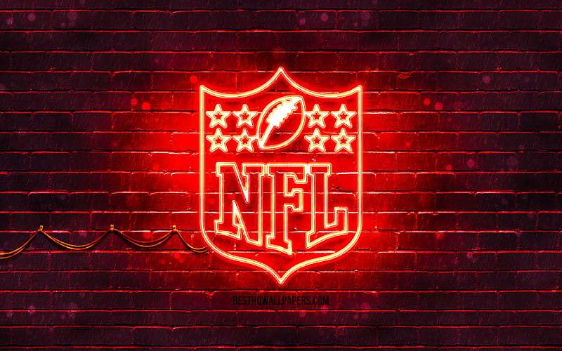 NFL red logo red brickwall, National Football League, NFL logo, american football league, NFL neon logo, NFL, HD wallpaper