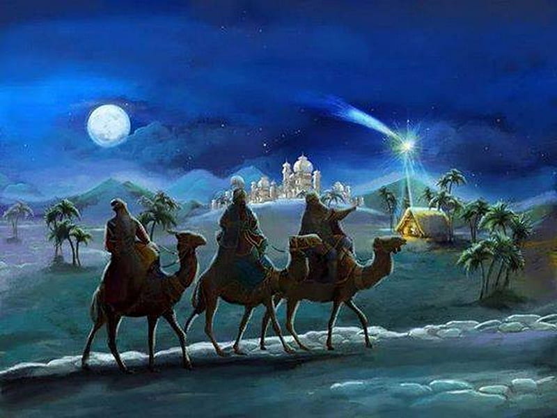 The journey, Christmas, birth, wiseman, Jesus, HD wallpaper