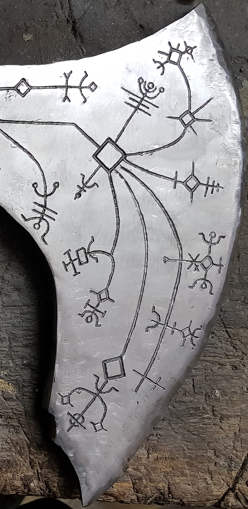 kratos axe, god, gris, metall, steel, symbole, viking, guerra, white, HD phone wallpaper