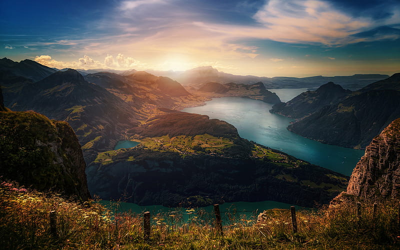 Switzerland, Alps, fjords, mountains, beautiful nature, Europe, swiss nature, HD wallpaper