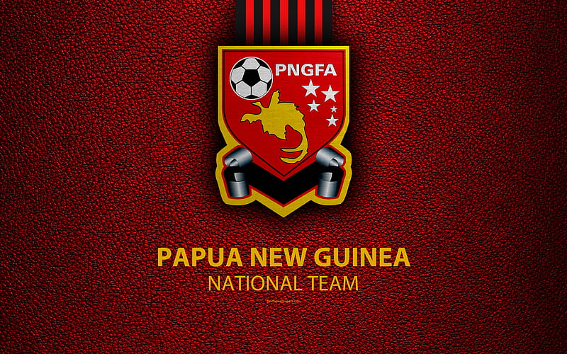 Papua New Guinea national football team leather texture, Africa, emblem, Football Association, logo, Papua New Guinea, football, HD wallpaper