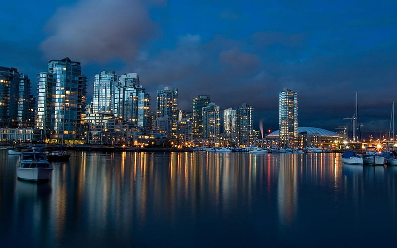 Canada British Columbia Vancouver Dusk-architectural scenery, HD wallpaper
