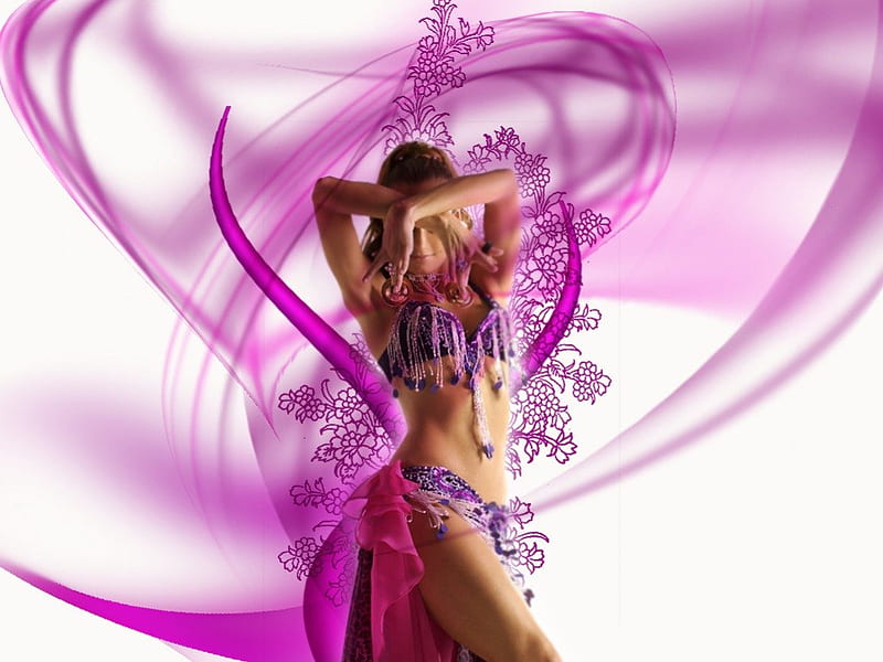 Sensuous dance, veils, sensuous, belly dance, dance, woman, pink, dancer, HD wallpaper