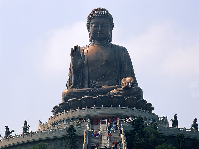 Big Buddha on Lantau Island-Hong Kong landscape, HD wallpaper