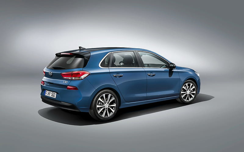 Hyundai i30, 2017, rear view, blue Hyundai, new i30, HD wallpaper