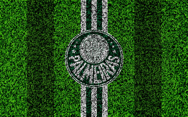 Palmeiras FC, Sociedade Esportiva Palmeiras football lawn, logo, Brazilian football club, emblem, green white lines, Serie A, Sao Paulo, Brazil, Campeonato Brasileiro, Brazilian Championship A Series, HD wallpaper