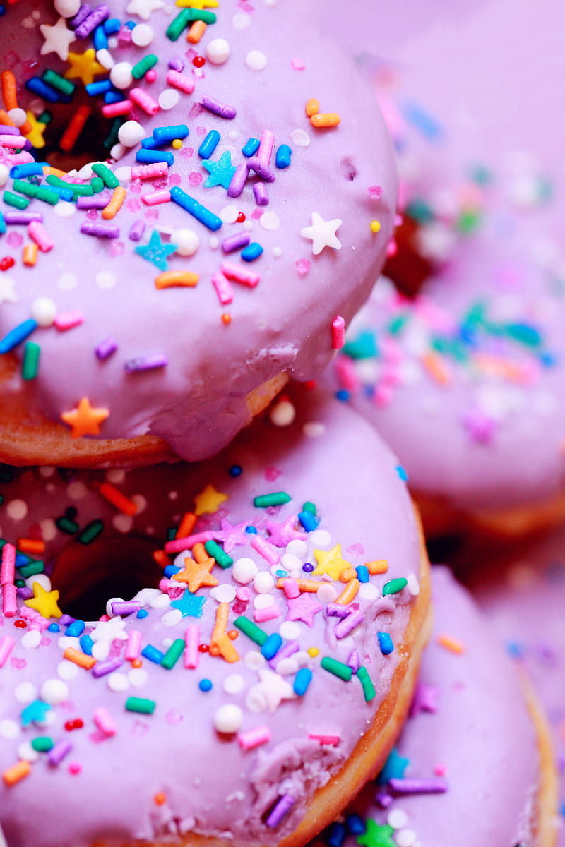 Brown and Pink Doughnut With Sprinkles, HD phone wallpaper