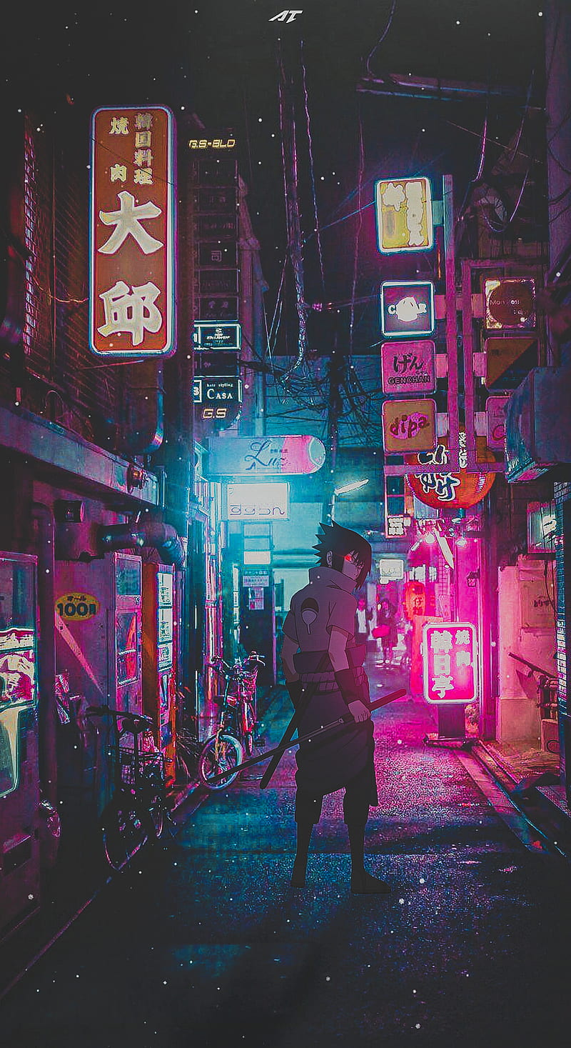 Sasuke , blade, city, japan, night, street, tokyo, HD phone wallpaper