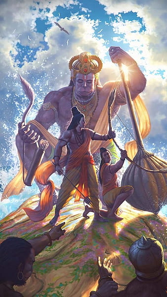 Lord rama and hanuman, Print by Young Artist Harshit Pustake
