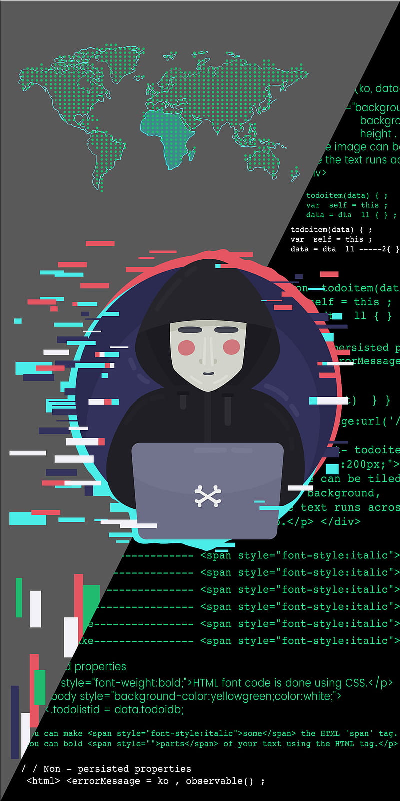 anonymous, coding, cyber, cyber crime, glitch, hack, hacker, laptop, mask, HD phone wallpaper