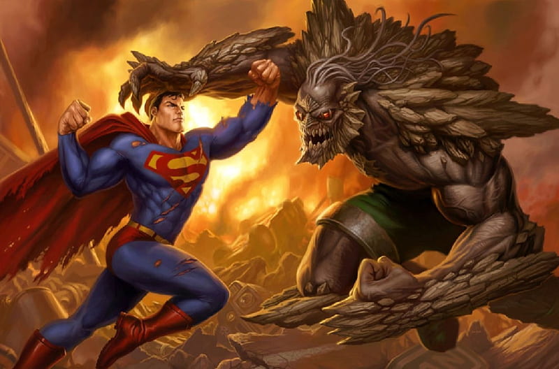 Superman vs Doomsday, hero, d c comics, villian, comics, HD wallpaper