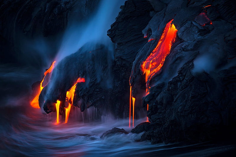 Lava, hot, volcano, fiery, HD wallpaper