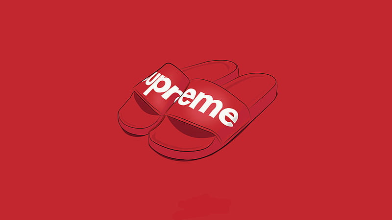 Sandals With Supreme In Red Background Supreme, HD wallpaper