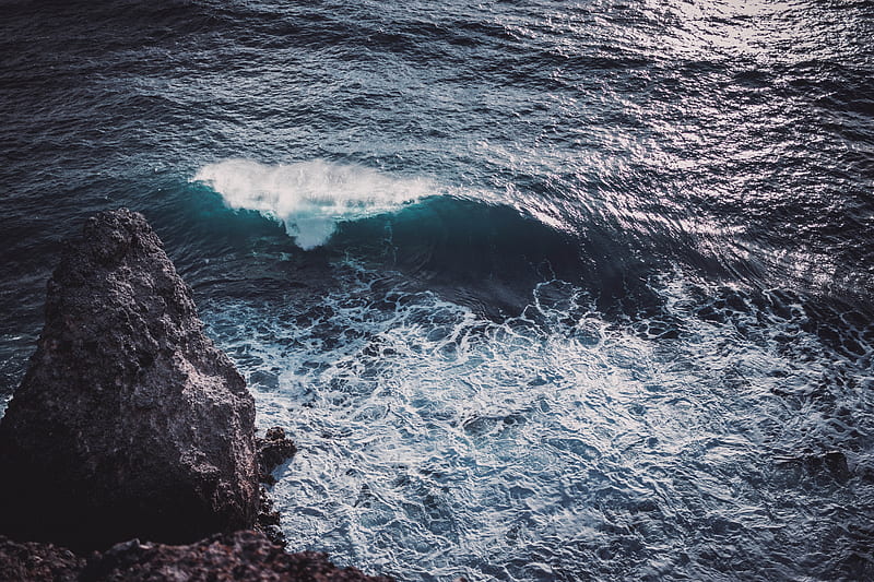 water, rock, wave, sea, surf, HD wallpaper