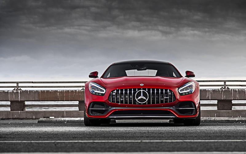 Mercedes-AMG GT C front view, 2019 cars, R, parking, C190, 2019 Mercedes-AMG GT C, german cars, Mercedes, HD wallpaper