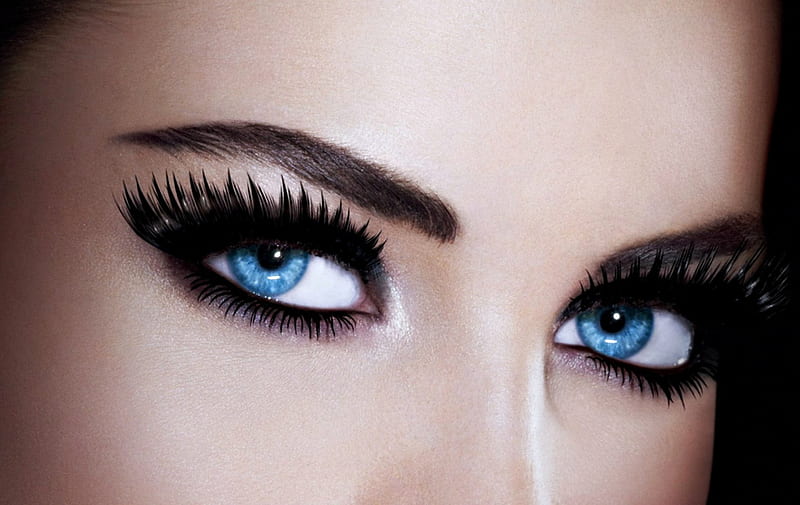 Blue eyes, albastru, maybelline new york, ochi, kemp muhl, model, femeie, woman, make-up, negru, e, girl, eyes, blue, HD wallpaper