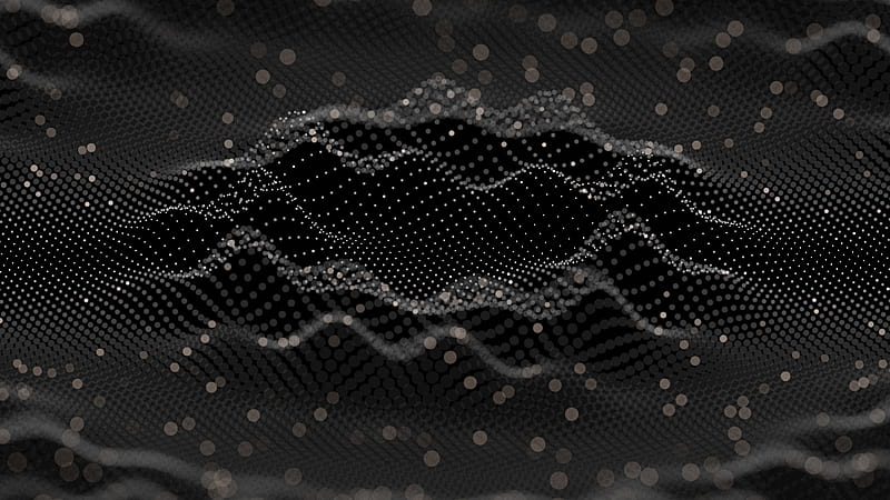 Dot Waves, 3d, black, clean, dark, dots, mesh, pattern, simple, HD phone  wallpaper