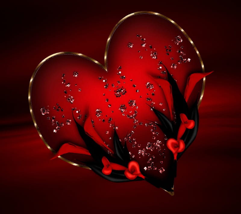 2160x1920px, black and red, heart, love, red, valentines day, HD wallpaper