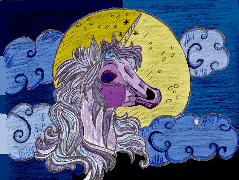 Unicorn, sketch, colorful, fantasy, drawing, HD wallpaper