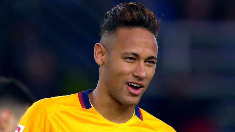 Neymar Is Wearing Yellow T-Shirt In Blur Blue Background Neymar, HD wallpaper