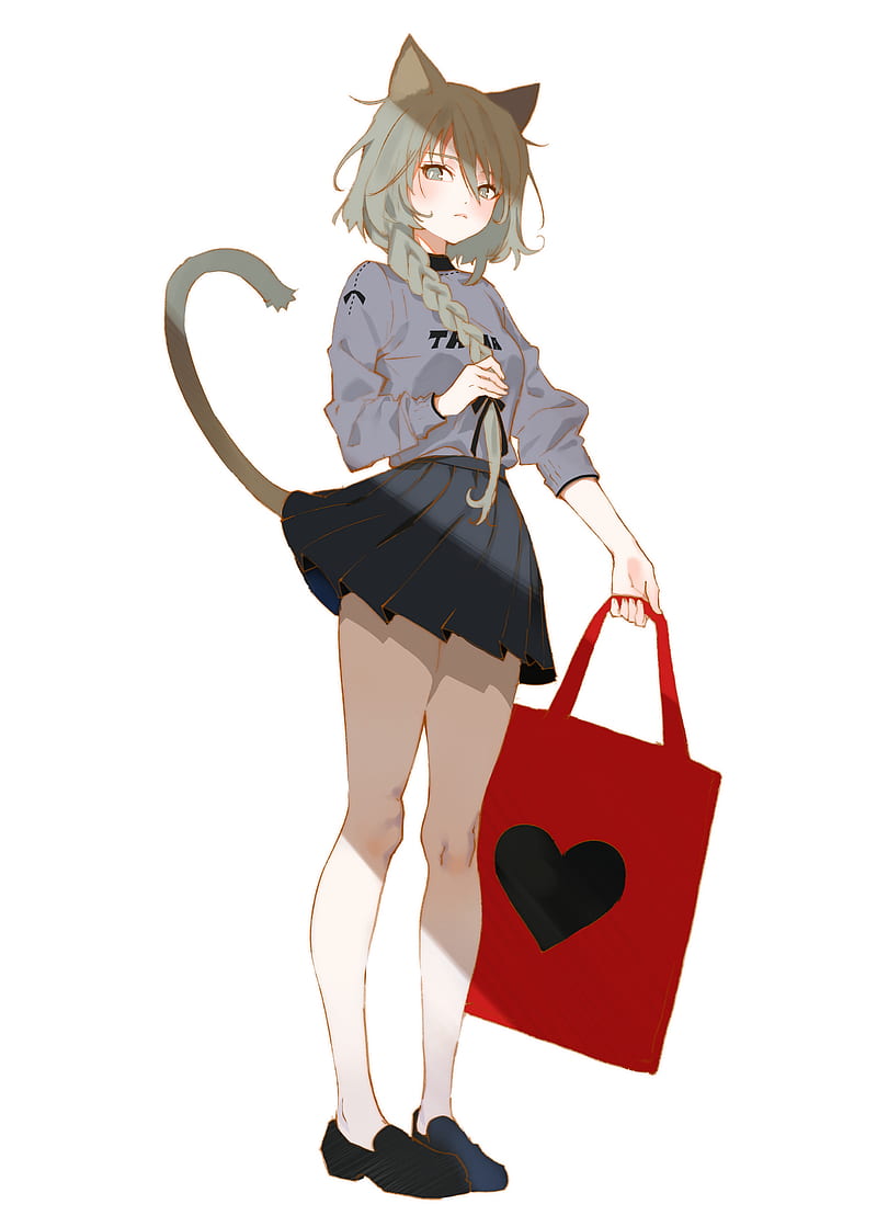 anime, anime girls, Arutera, simple background, original characters, cat girl, cat ears, neko ears, HD phone wallpaper