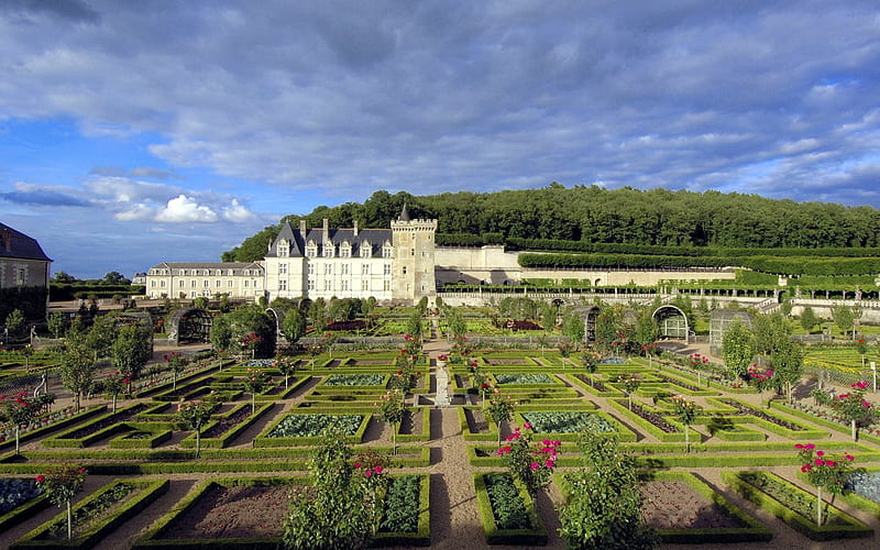 Chateau de Villandry, Loire Valley, France, mountain, architecture, ancient, grass, castle, sky, HD wallpaper