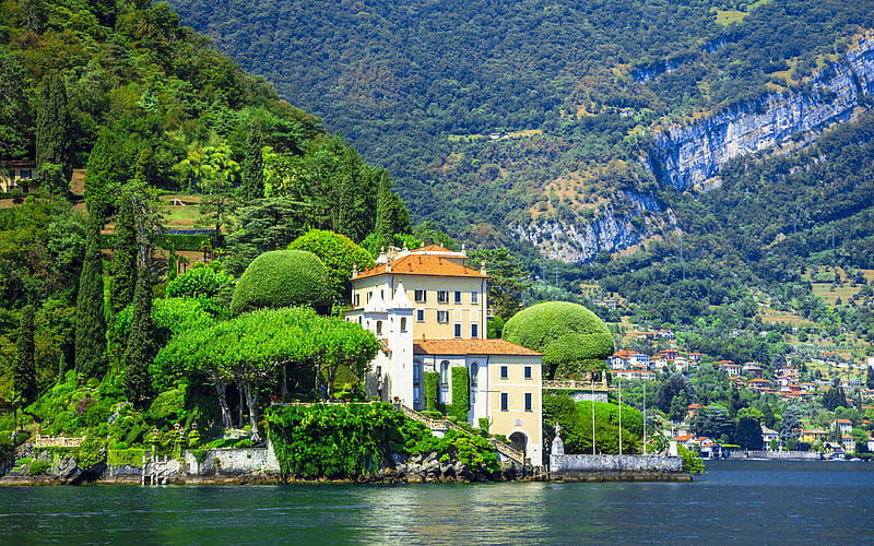 Lake Como mountains, italian landmarks, Italy, Europe, summer, HD wallpaper